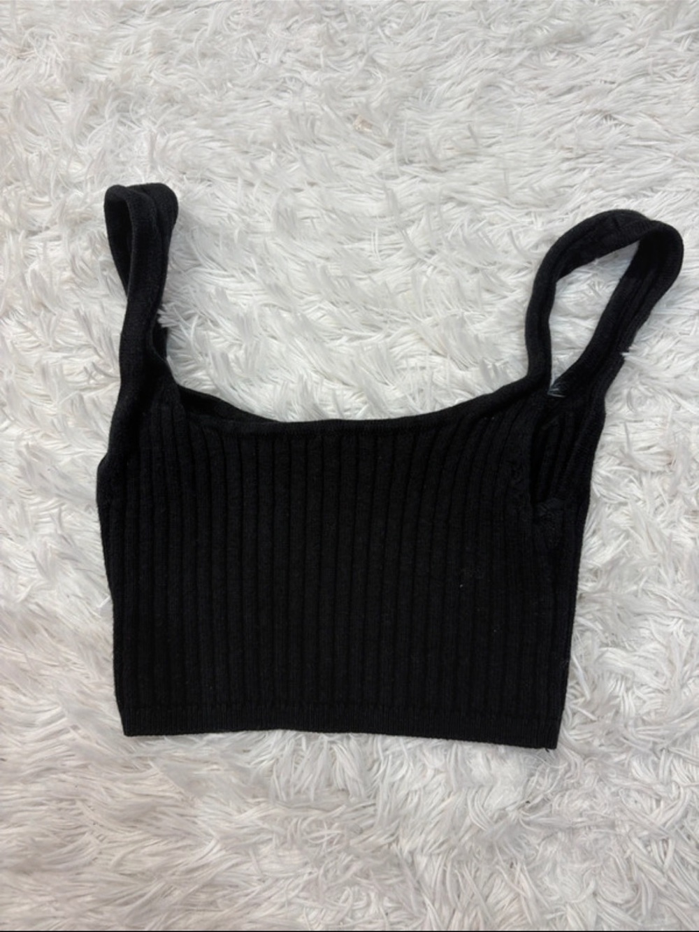 Wilfred Black Ribbed Knit Crop Tank Top - Women's